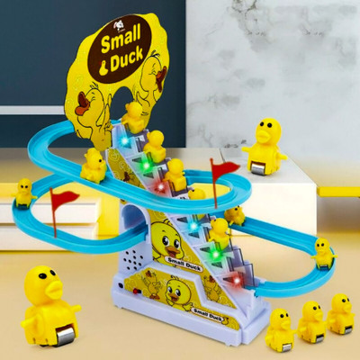 Stravos Duck Slide Toy Set, Automatic Stair-Climbing Race Track Set, Lights & Musical(Multicolor)