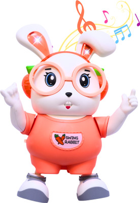 TOYTOPIO Rabbit Dancing Toy for Kids | Musical Light-Up Bunny with Moving Ears & Legs(Multicolor)