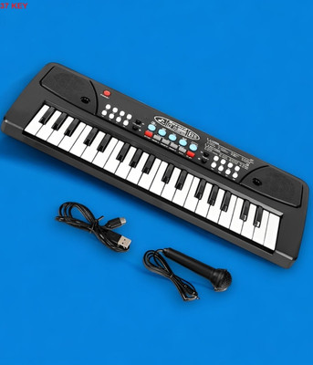 SNM97 37-Key Musical Piano Keyboard with Microphone 430A1 Song Record Feaure_B563(Black)