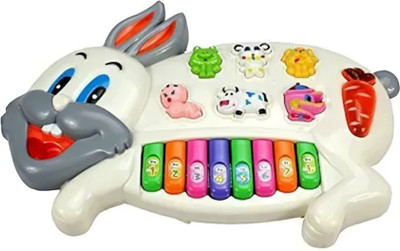 Fiddlys Rabbit Musical Piano with 3 Modes, Flashing Lights & Animal Sound Music(Multicolor)