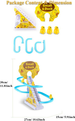MAITRI ENTERPRISE Funny Automatic Stair-Climbing Ducklings Race Track 3 Duck Slide Toy Set M30(Yellow, Pack of: 1)