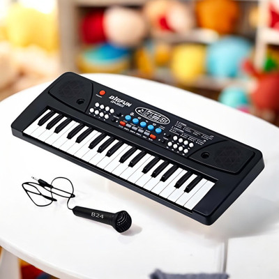 Kid Kraze 37-Key Musical Piano Keyboard with Microphone Songs Recording for Kids_B34(Black)