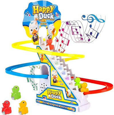 Pepstter Duck Slide Track Roller Coaster Toy with Lights and Music Climbing Toys(Multicolor)