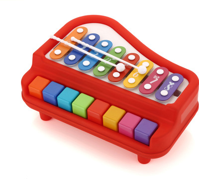 Leons 2 in 1 Piano Xylophone Musical Instrument with 8 Key Scales for Clear Tones(Red)