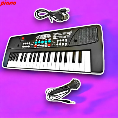 SNM97 37-Key Musical Piano Keyboard with Microphone 430A1 Song Record Feaure_P307(Black)