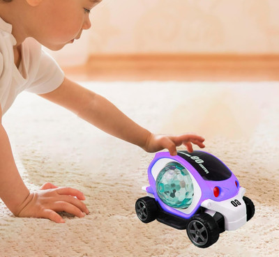 NKL Stunt Car 4D Disco Lights, Bump & Go Toy with 360 Degree Rotating_UE66(Multicolor)