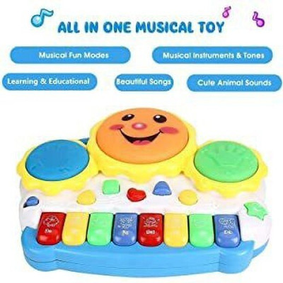 Tenmar Musical Drum Keyboard with Flashing Lights - Animal Sounds and Songs(Multicolor)