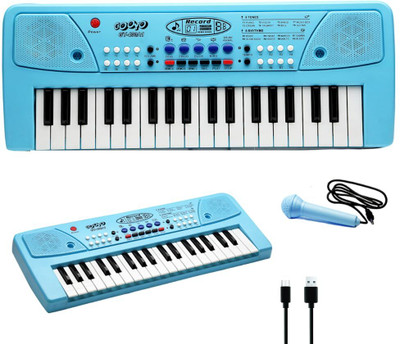 Kidz N Toys Musical Piano Keyboard with Microphone | 37 Keys Piano Toy For kids(Blue)