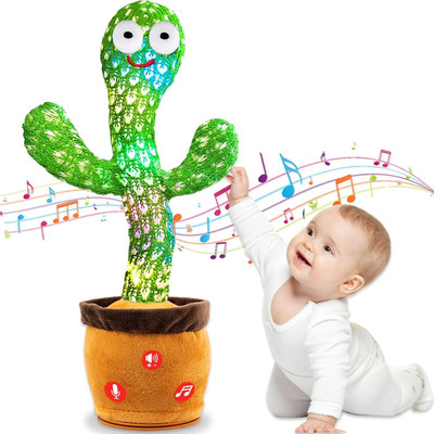 SuNZita Dancing Cactus Repeats What You Say,Electronic Plush Toy with Lighting & Singing(Green)