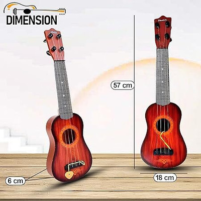CrazyBuy 4-String Acoustic Music Learning Educational Guitar Toy for Beginners Kids(Brown)