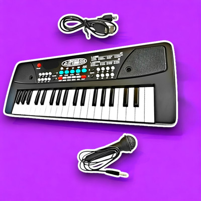 Just97 37-Key Musical Piano Keyboard with Microphone 430A1 Song Record Feaure_L67(Black)