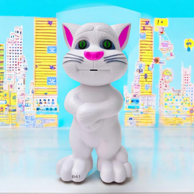 SNM97 Talking Tom Cat Toy For Kids Intelligent Speaking Repeats & Music_716(White)