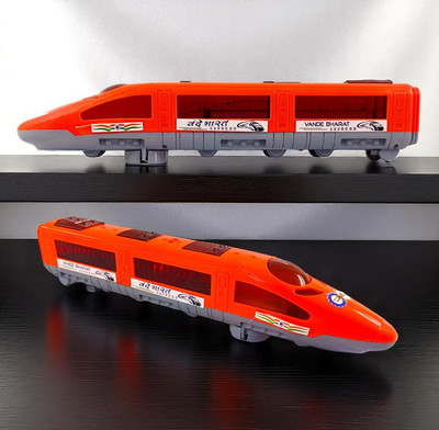 Mazedar play Battery Operated Toy Train – High-Speed with 3D Lights & Music for Kids (Orange)(Orange)