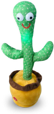 Aarjay Dancing Cactus Toy with LED Lights & Singing Music Talking & Recording Plush Toy(Green)