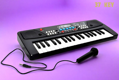 Just97 37-Key Musical Piano Keyboard with Microphone 430A1 Song Record Feaure_L764(Black)