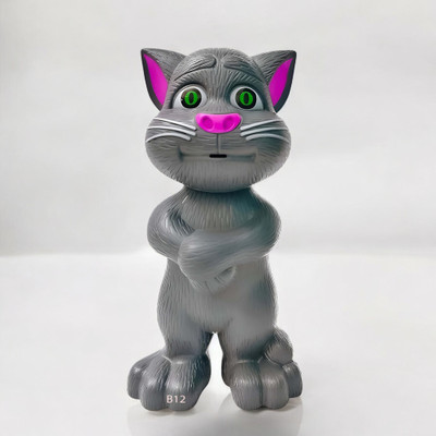 Mahi Zone Talking Tom Cat Toy For Kids Intelligent Speaking Repeats & Music_M24(Grey)