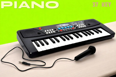 Mahi Zone 37-Key Musical Piano Keyboard with Microphone 430A1 Song Record Feaure_U647(Black)