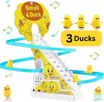 KAVANA Little Lovely Duck Slide Toy Escalator Toy with Lights and Music(Yellow)