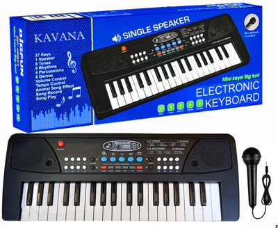KAVANA 37 Key Piano Keyboard Toy with DC Power Option, Mic with Musical sounds(Black)