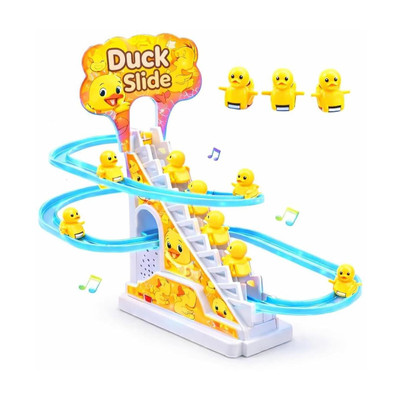 J K INTERNATIONAL Duck Slide Set Toy for Kids Automatic Stair Climbing Track(Multicolor)