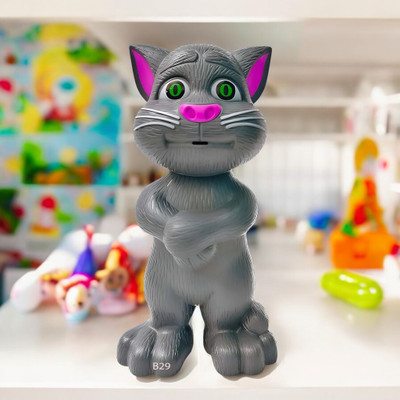Just97 Talking Tom Cat Toy For Kids Intelligent Speaking Repeats & Music_217(Grey)