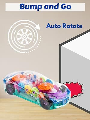 JR CLUB Transparent Musical Concept Racing Car with 3D Flashing LED Lights for Kids-414(Multicolor)