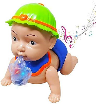 Adhira Toys Crawling Baby Toy with Mus/ic & Light Fun Moving Toy for kids(Multicolor)