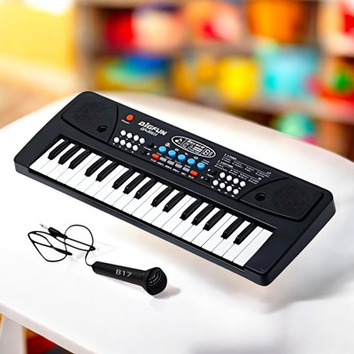 Kid Kraze 37-Key Musical Piano Keyboard with Microphone Songs Recording for Kids_B27(Black)