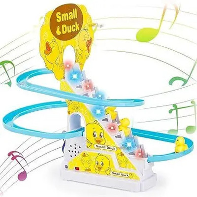 MS Enterprises Duck track Set Automatic Stair-Climb Ducks Race Track Set with Lights and Music(Yellow)
