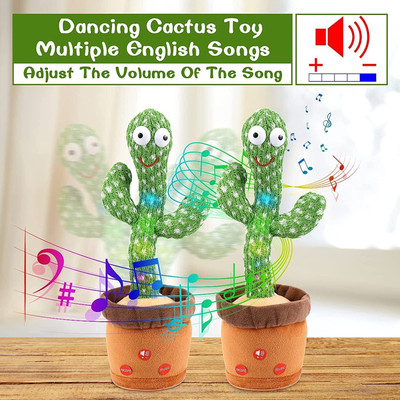 JR CLUB Dancing Cactus Musical Toy Can Sing, Wriggle & Repeat The Recording-126(Green, Brown)