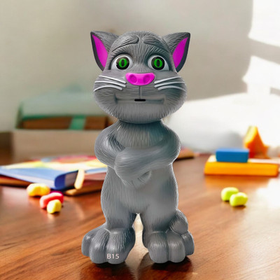 Just97 Talking Tom Cat Toy For Kids Intelligent Speaking Repeats & Music_432(Grey)