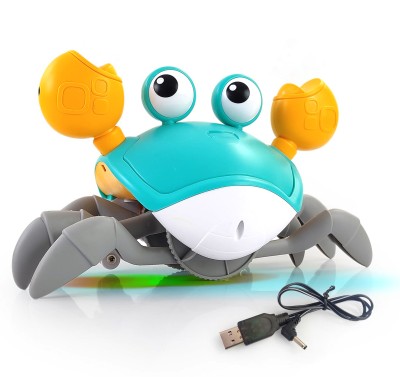 RAINBOW RIDERS Crawling Crab Toy with LED Lights Rechargeable Interactive Musical Moving Toy(Multicolor)