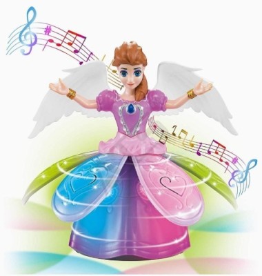 A K ENTERPRISE 360 Degree Rotating Dancing Angel Doll Princess Musical Girl Flashing Lights .(Multicolor)