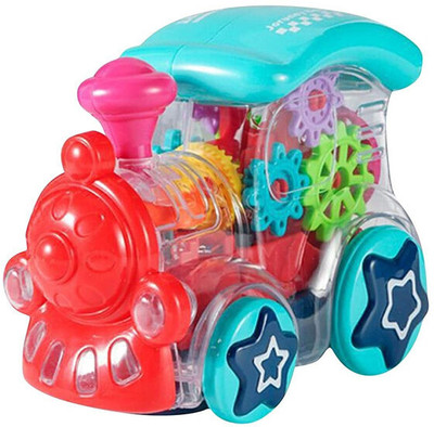 Toyvala Concept Train Engine 360° Move Live Gear Bump-N-Go Toy - Light & Sound27(Multicolor)