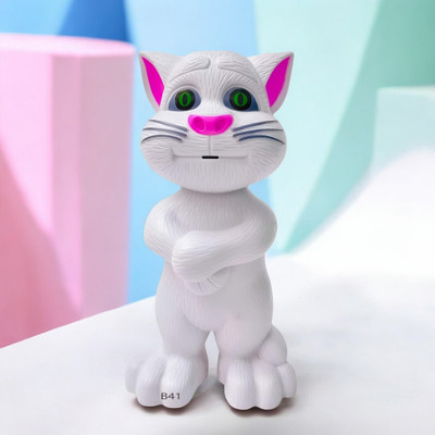 Kid Kraze Talking Tom Cat Toy For Kids Intelligent Speaking Repeats & Music_618(White)