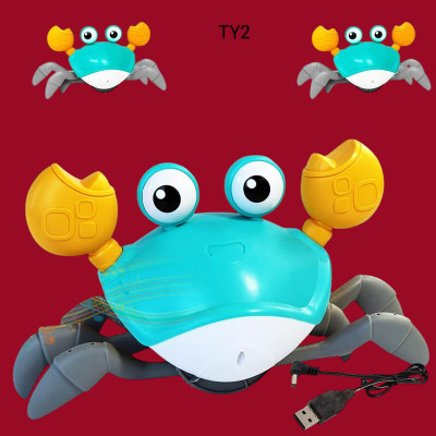 AS TRADERS Rechargeable Crawling Crab Baby Toy with Music B28(Blue, Grey)