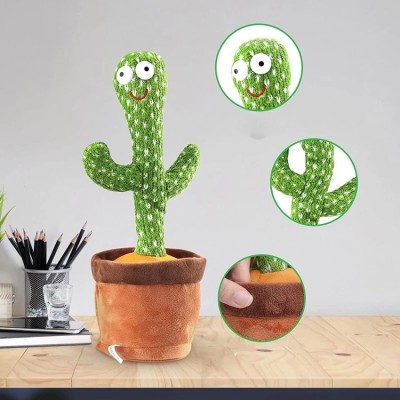 Onshhm Dancing Cactus Toy & Free Pop it Keychain, 360°Rotation Green Cactus Toy(Multicolor)