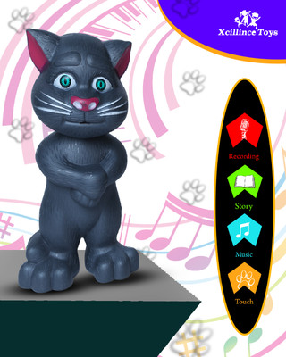 Xcillince Toys TALKING TOM CAT RECORDING STORY MUSIC TOUCH SENSITIVE TOY(Grey)