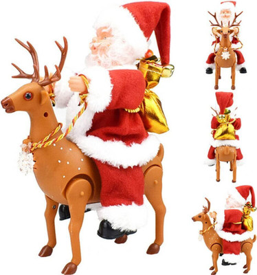 Elecsera Electric Santa Toys Santa Claus Riding Reindeer Toys Christmas(Multicolor)