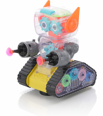 Aditi Toys Electric Transparent Gear Robot with Sound, Light, Bump & Go Universal Wheel(Yellow)