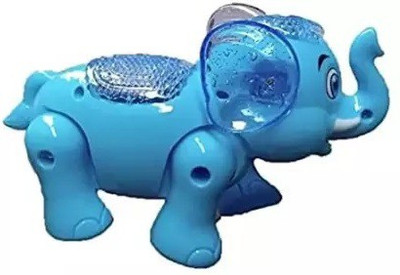hda group Elephant Toy Sound Walking With 3D light For Kids(Blue))(Multicolor)