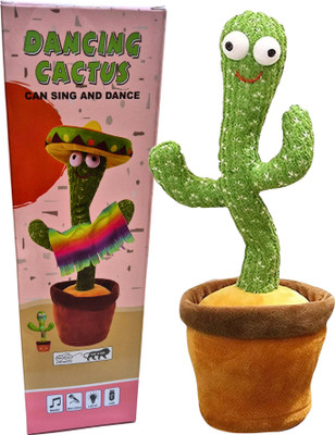 Nilika Enterprises Dancing Cactus Toy | Singing, Talking, Recording & LED Light | USB Chargeable(Green)