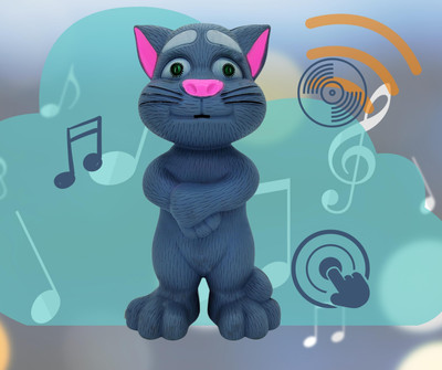Tinywonders Intelligent Talking Tom Cat Speaking Cat Repeats What You Say Touch Rhymes Songs(Grey, Multicolor)