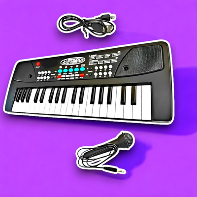 Mahi Zone 37-Key Musical Piano Keyboard with Microphone 430A1 Song Record Feaure_V731(Black)