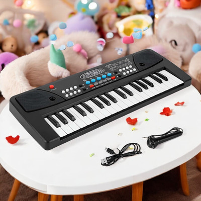 Kid Kraze 37-Key Musical Piano Keyboard with Microphone Songs Recording for Kids_P25(Black)