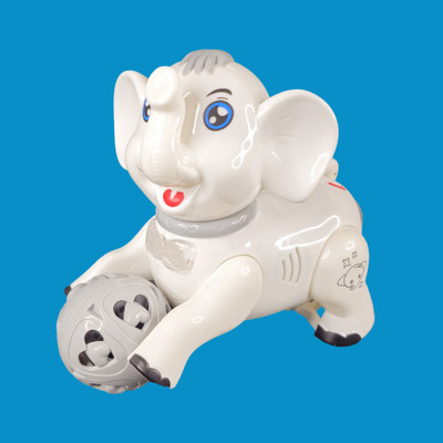 RAINBOW RIDERS Musical Walking Elephant Toy 360 Rotate With Light And Music For Boys Girls 2+(White)