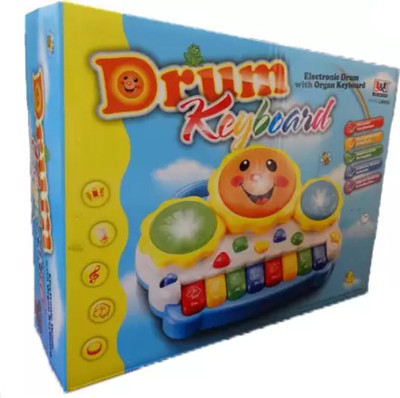 HornFlow Electronic Learning Musical Toy Keyboard Piano Drum Set with Music and Lights(Multicolor)