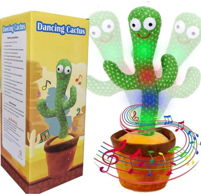 Bachpan dancing cactus toy for kids interactive singing talking plush musical led gift(Green)