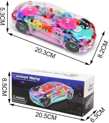 JR CLUB Transparent Musical Concept Racing Car with 3D Flashing LED Lights for Kids-459(Multicolor)