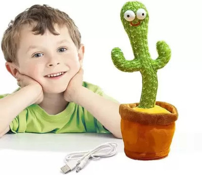 Haulsale Dancing Talking Cactus Plush Toy, Wriggle, Singing, Repeats What You Say-120(Green, Brown)